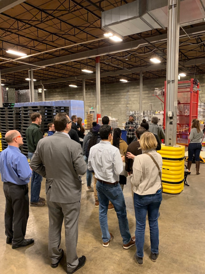 a team during a brewery tour
